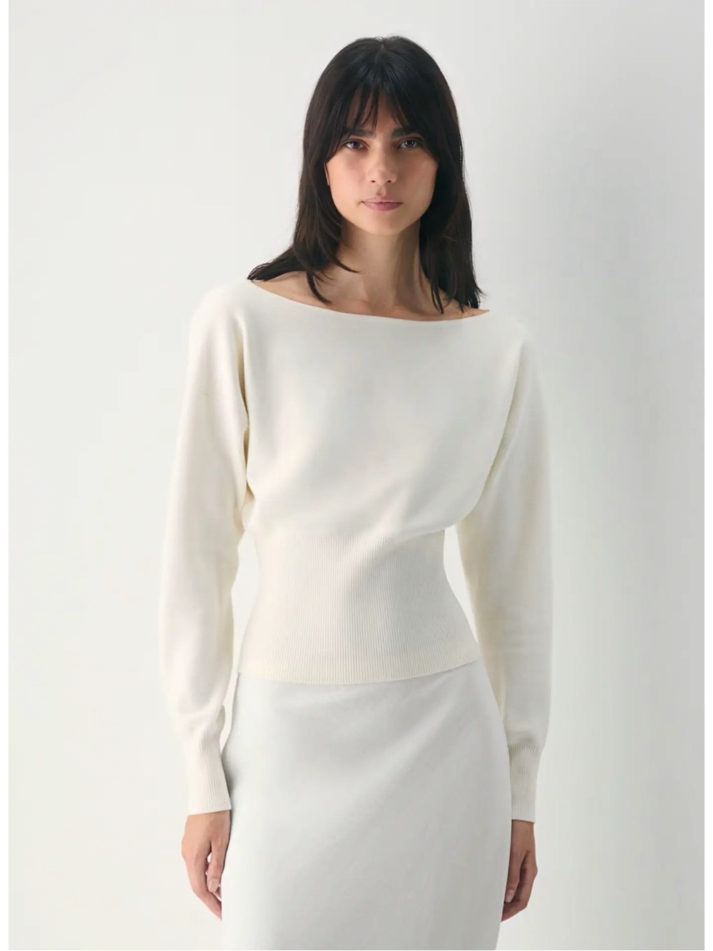 Aritzia Off-the-Shoulder Cream Knit Sweater